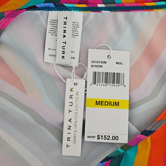 Trina Turk Pink Multicolor Geometric Print Swim Tunic Cover-Up | Women's Medium - Picture 5 of 15